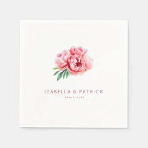 Serviette En Papier Illustration florale rose romantique de pivoine