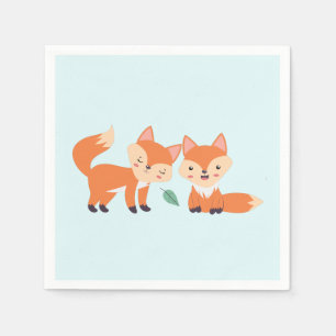 Serviette En Papier Illustration graphique des renards orange mignons