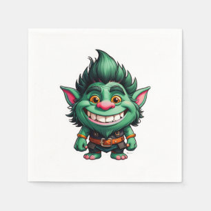Serviette En Papier Illustration Happy Little Troll Chibi