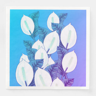 Serviette En Papier Illustration Lily blanche bleu pâle violet