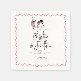 Serviette En Papier Illustration lunaire | Mariage rétro