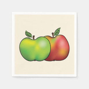 Serviette En Papier Illustration Rouge Et Vert De Pomme De Carton Frui