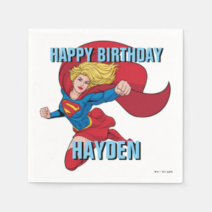 Serviette En Papier Illustration Supergirl volant vers le haut