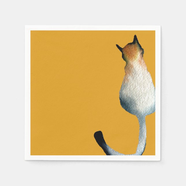 Serviette En Papier Illustration Tabby noir et brun (Devant)