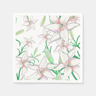 Serviette En Papier Illustration White Lily