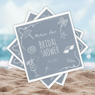 Serviette En Papier Illustrations de plage amusantes pour une douche d