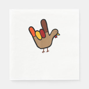 Serviette En Papier ILY Sign Language Main Turkey Thanksgiving Holiday