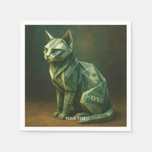 Serviette En Papier Imaginaire Cute Chat Argent Origami