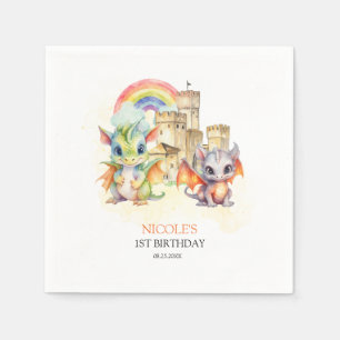 Serviette En Papier Imaginaire Cute Dragon Castle Rainbow Anniversaire