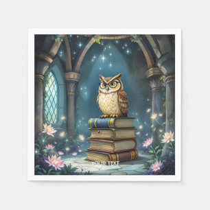 Serviette En Papier Imaginaire Cute Owl Glasses Livres