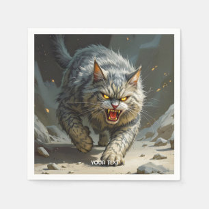 Serviette En Papier Imaginaire Cute Rocks Angry Cat