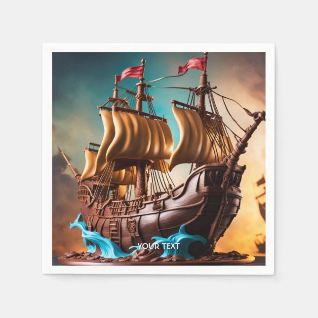 Serviette En Papier Imaginaire Cute Vivid Pirate Ship Cake (Devant)