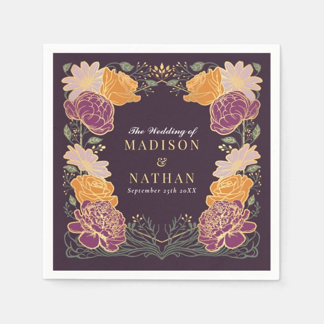 Serviette En Papier Imaginaire Enchantée jardin floral mariage (Devant)