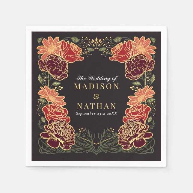 Serviette En Papier Imaginaire Enchantée jardin floral mariage (Devant)