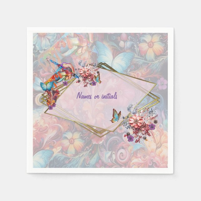 Serviette En Papier Imaginaire Fleurs express la joie de la nature. (Devant)