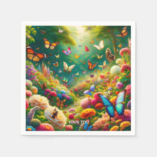 Serviette En Papier Imaginaire Fleurs Forestières Mignonnes Papillons