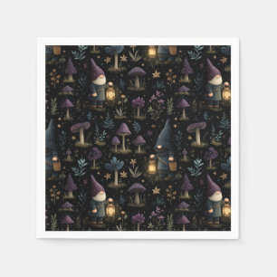 Serviette En Papier Imaginaire foncé Gnome et Motif de champignons