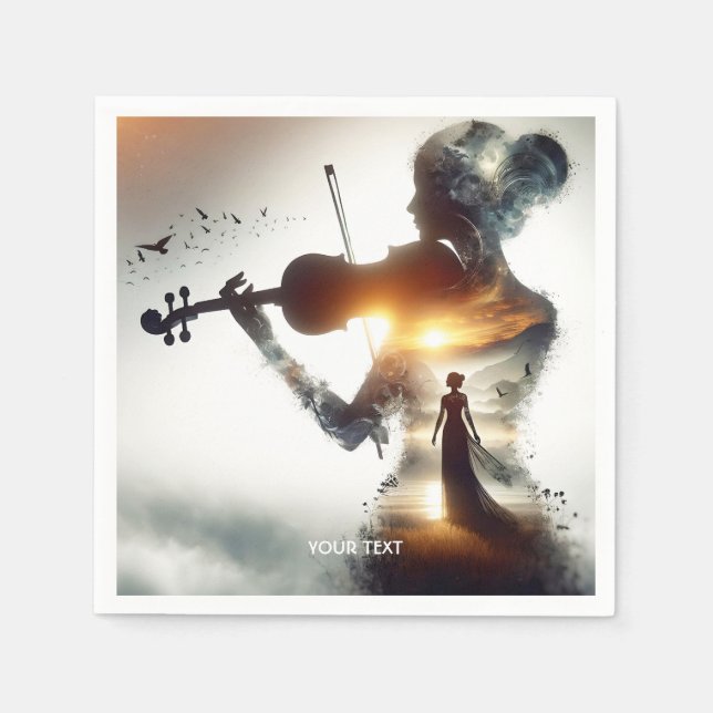 Serviette En Papier Imaginaire jolie violon fille soleil (Devant)