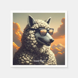 Serviette En Papier Imaginaire Loup mignon vêtu Mouton