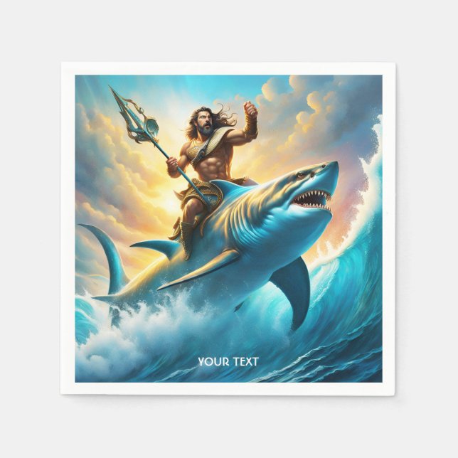 Serviette En Papier Imaginaire mignon Dieu grec Vivid requin (Devant)