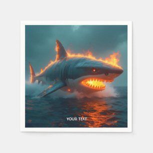 Serviette En Papier Imaginaire mignon feu requin mer