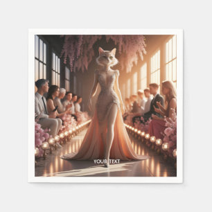 Serviette En Papier Imaginaire mignon Podium belle chatte