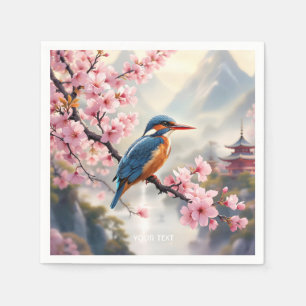 Serviette En Papier Imaginaire mignon Sakura Bleu d'oiseau