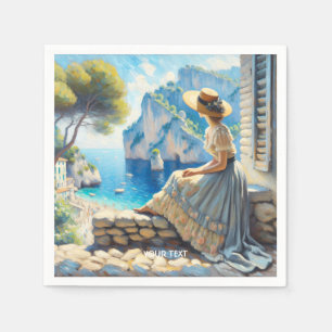 Serviette En Papier Imaginaire Mignonne Aquarelle Femmes Mer