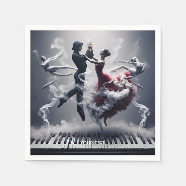 Serviette En Papier Imaginaire Mignonne danseuse Ballerina Piano (Devant)