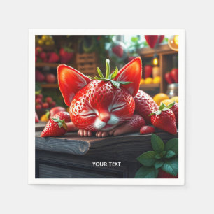 Serviette En Papier Imaginaire mignonne fraise Lovely Kitten