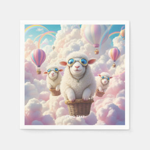 Serviette En Papier Imaginaire Mignonne Pastel Moutons de famille