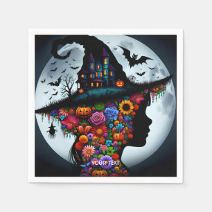 Serviette En Papier Imaginaire mignonne sorcière fille Halloween