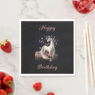 Serviette En Papier Imaginaire Unicorn anniversaire