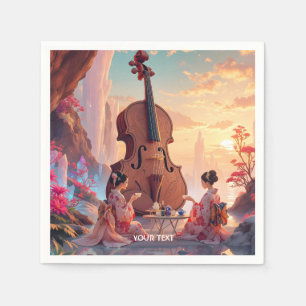 Serviette En Papier Imaginaire Violon mignon Filles Thé