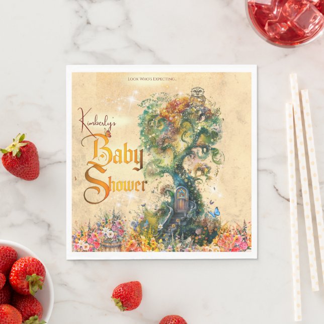 Serviette En Papier Imaginaire Whimsical Baby shower Invitation (En situation)