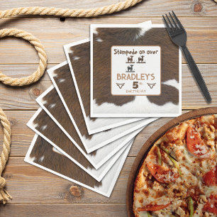 Serviette En Papier Impression Animale Troupeau de Bovins Marron Anniv