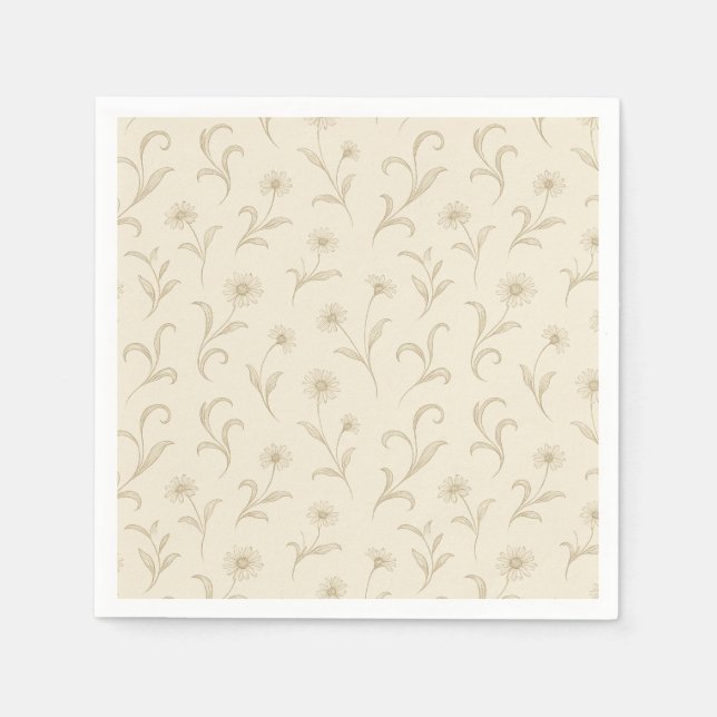 Serviette En Papier Impression botanique à crémeuse neutre (Devant)