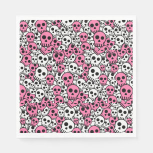 Serviette En Papier Impression de motif de crâne gothique rose