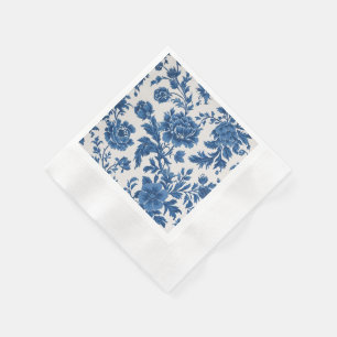 Serviette En Papier Impression florale d'inspiration victorienne bleue