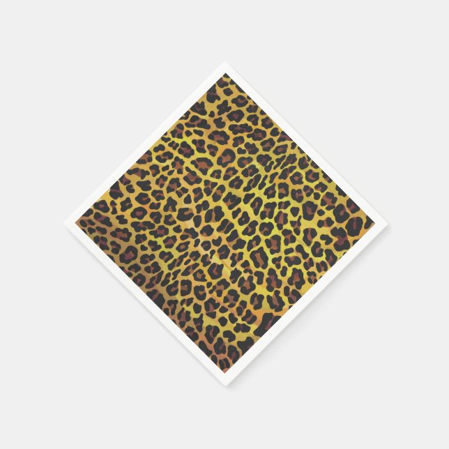 Serviette En Papier Impression léopard Brown et jaune (Coin)