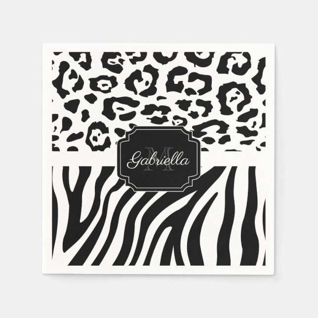 Serviette En Papier Impression Lepard / Impression Zebra (Devant)