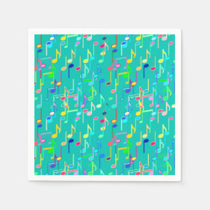 Serviette En Papier Impression musicale - turquoise, multi