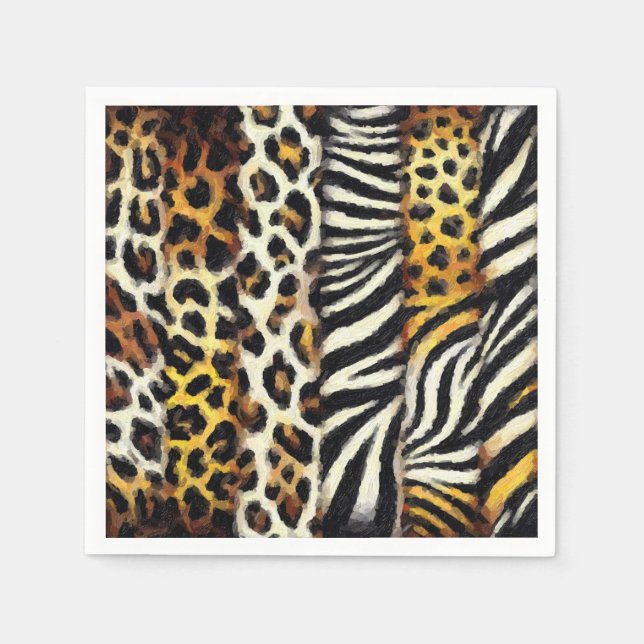 Serviette En Papier Impression peinture mixte animaux sauvages (Devant)