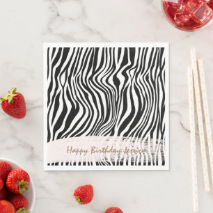 Serviette En Papier Impression Zèbre noir et blanc