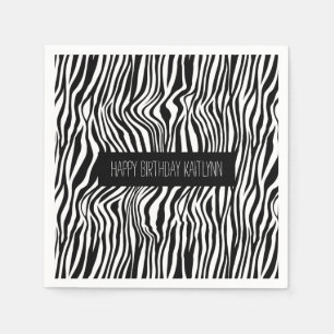 Serviette En Papier Impression Zèbre noir et blanc