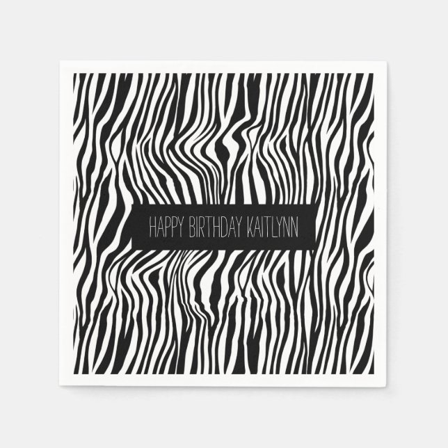 Serviette En Papier Impression Zèbre noir et blanc (Devant)