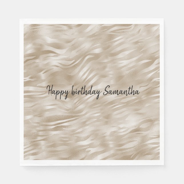 Serviette En Papier Impression Zèbre Or Chic (Devant)