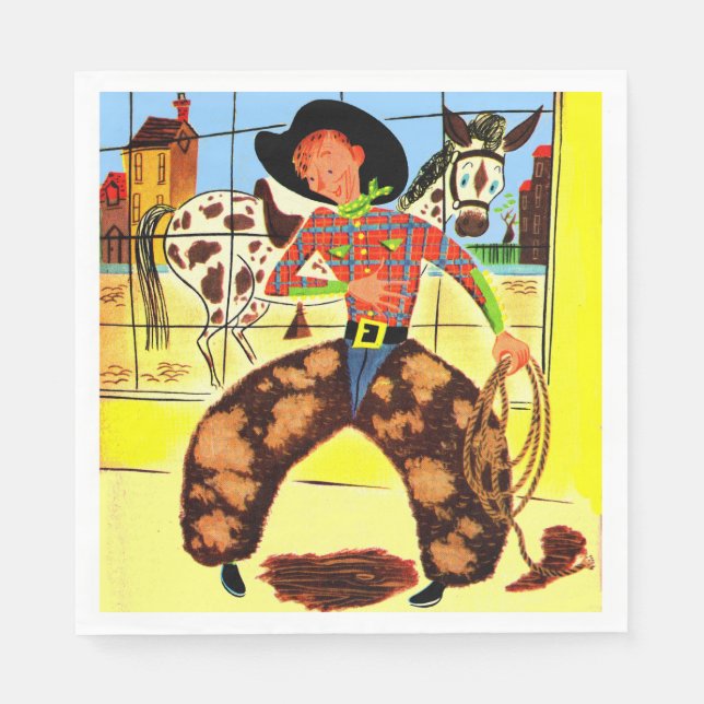Serviette En Papier imprimé cowboy mignon (Devant)