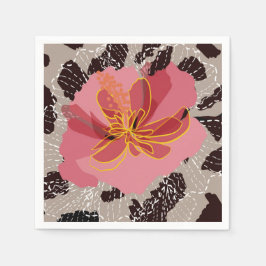 Serviette En Papier Imprimé floral animal de léopard