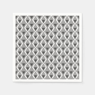 Serviette En Papier imprimé géométrique gris blanc